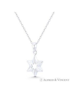 Star of David / Jewish Magen Charm Pendant in .925 Sterling Silver